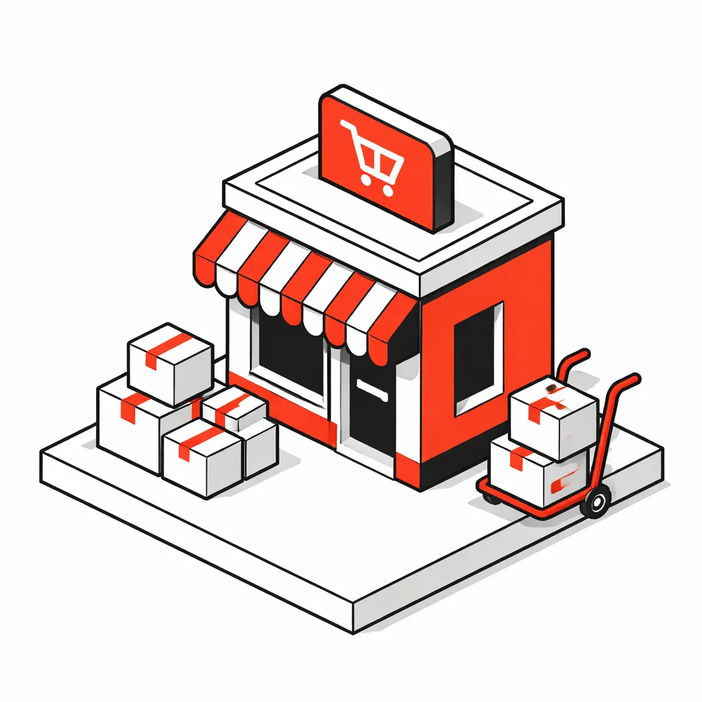 Flat isometric illustration for E-commerce & marketplaces
