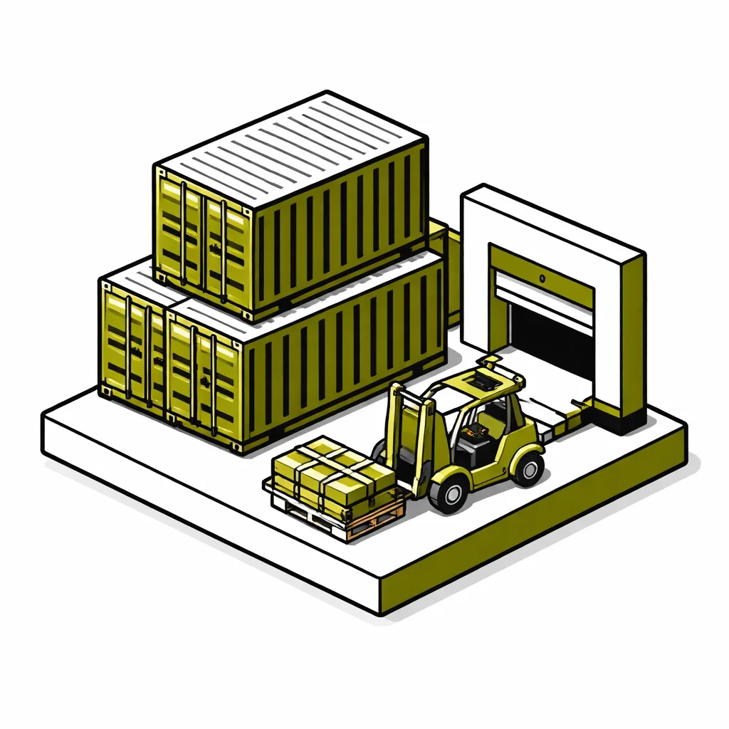 Flat isometric illustration for Trade, import & logistics